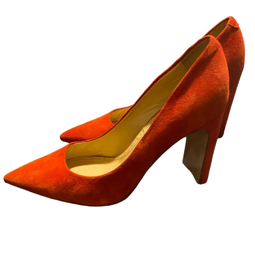 Red suede high heels shoes